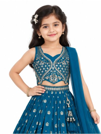 Gracecharm Girls Floral Sequin Embroidered Lehenga Choli Set
