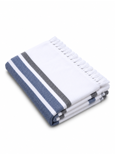 Doctor Towels Denim Blue Cambric Multi-Stripe Bath Towel