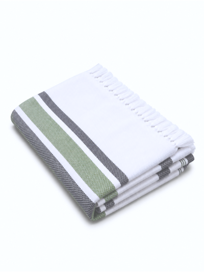 Doctor Towels Forest Green Cambric Multi-Stripe Bath Towel