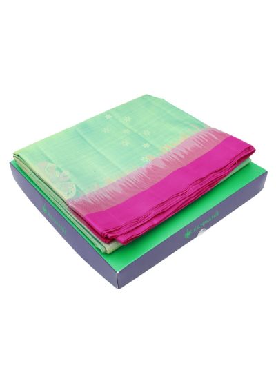 Kanmanie Elegant Butta Design 4 Inch Contrast Border Soft Silk Saree