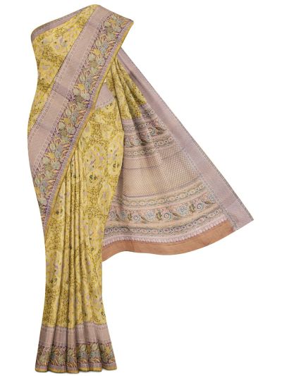Vivaha Kanchipuram Pure Silk Peacock Floral Medallion with Brocade Pallu Saree