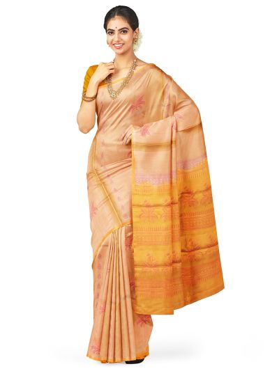 Kanmanie Soft Silk Floral Sprig Butta with 1 Inch Asthiri Border Saree