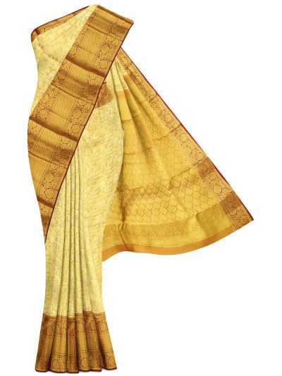 Vivaha Kanchipuram Pure Silk Floral Jaal with Zari Border Saree