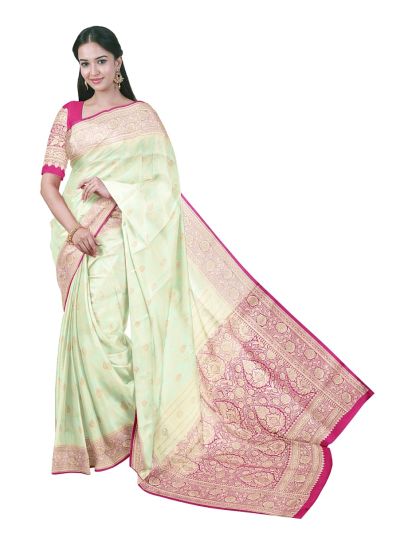 Banarasi Floral Vine Jaal with Ornamental Floral Pallu Saree
