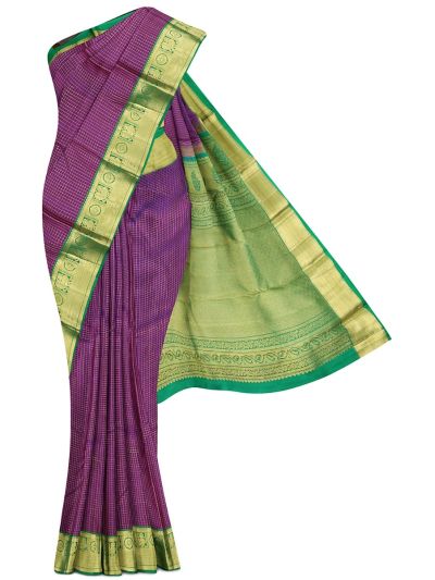 Vivaha Pure Silk Zari Micro Check with Diamond Brocade Pallu Saree