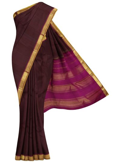 Vivaha Pure Silk Plain Body with Zari Stripe Pallu Saree