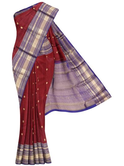 Vivaha Pure Silk Zari Butta with Contrast Zari Border Saree
