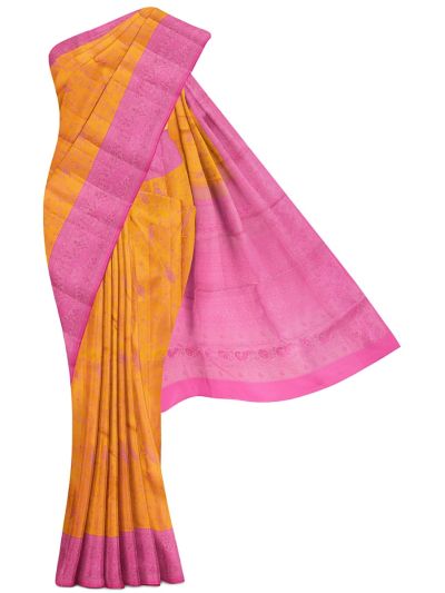 Gracecharm Uppada Silk Peacock Floral Jaal with Diamond Floral Pallu Saree