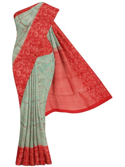 Vivaha Pure Silk Floral Bird Jaal with Geometric Brocade Pallu Saree
