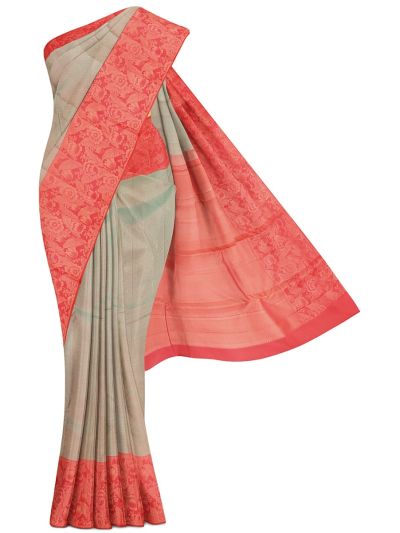 Vivaha Kanchipuram Pure Silk Diamond Brocade with Floral Jaal Border Saree
