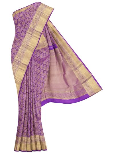 Vivaha Kanchipuram Pure Silk Floral Medallion Trellis Jaal with Zari Brocade Pallu Saree