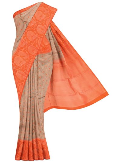 Vivaha Kanchipuram Pure Silk Check Floral Butta with Peacock Border Saree