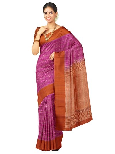 Gracecharm Pure Soft Silk Zari Check Diamond Butta with Lattice Brocade Pallu Saree