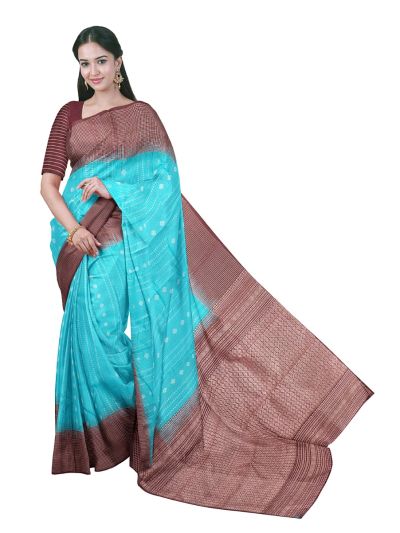 Gracecharm Pure Soft Silk Diamond Butta with Diamond Lattice Brocade Pallu Saree