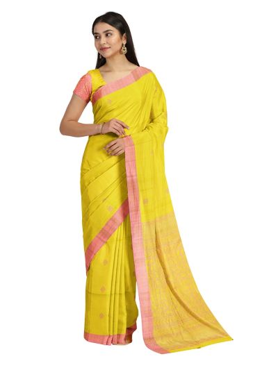 Gracecharm Pure Soft Silk Floral Butta with Leaf Jaal Pallu Saree