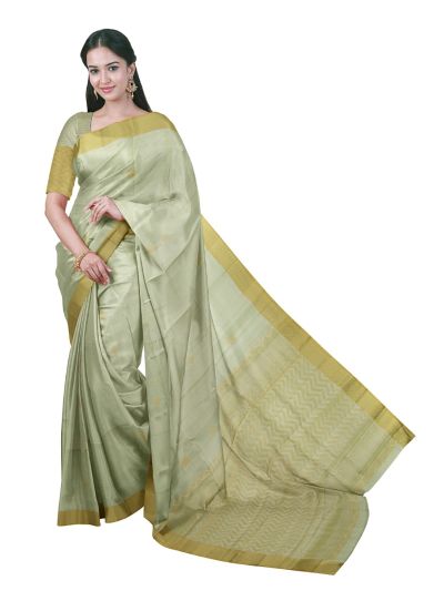 Gracecharm Pure Soft Silk Floral Butta with Chevron Pallu Saree
