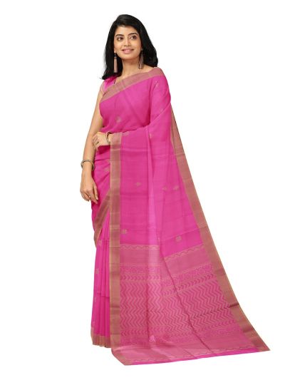 Gracecharm Pure Soft Silk Floral Butta with Chevron Pallu Saree