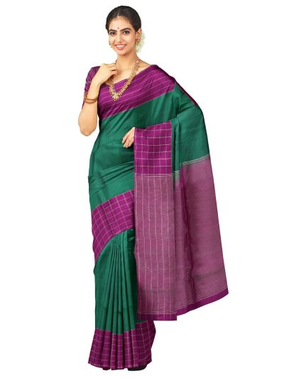 Gracecharm Pure Soft Silk Plain with Contrast Border Saree