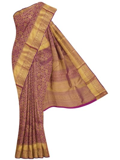 Gracecharm Silk Floral Vine Lattice Jaal with Floral Medallion Pallu Saree