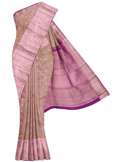 Vivaha Kanchipuram Pure Silk Floral Vine Jaal with Geometric Brocade Pallu Saree