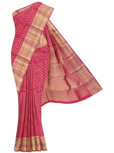 Vivaha Kanchipuram Pure Silk Butta with Diamond Lattice Pallu Saree