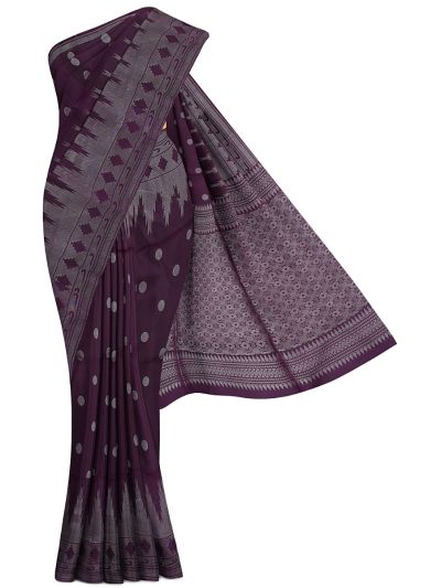 Gracecharm Pure Soft Silk Round Butta with Geometric Brocade Pallu Saree