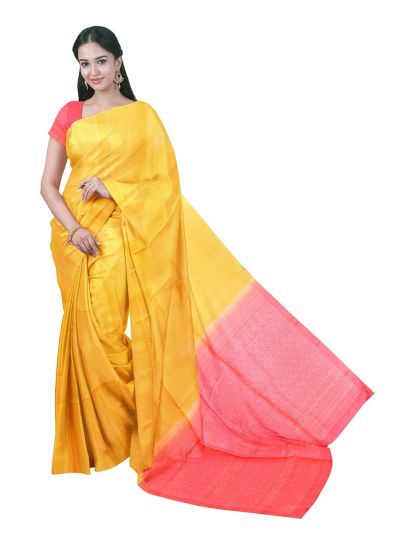 Gracecharm Pure Soft Silk Feather Butta with Leaf Jaal Pallu Saree