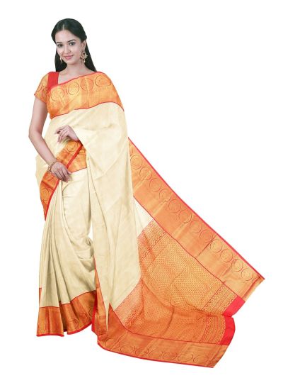 Gracecharm Gift Art Silk Line Butta with Geometric Brocade Pallu Saree