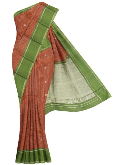 Vivaha Arani Pure Silk Check Butta with Diamond Brocade Pallu Saree