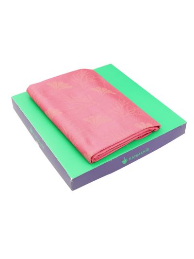 Kanmanie Softy Silk Rose Pink Floral Zari Jaal Pallu Saree