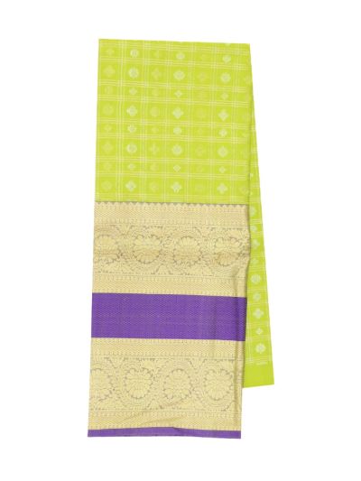 Gracecharm Pure Silk Check Butta with Contrast Border Pattu Pavadai Material