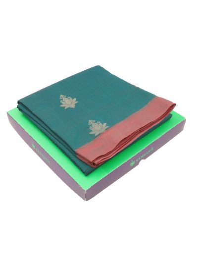 Kanmanie Cotton Lotus Butta with Ornamental Paisley Pallu Saree
