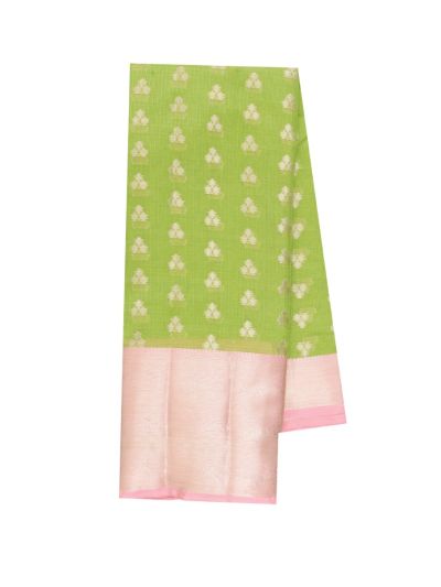 GraceCharm Manipuri Cotton Floral Buta Contrast Border Saree
