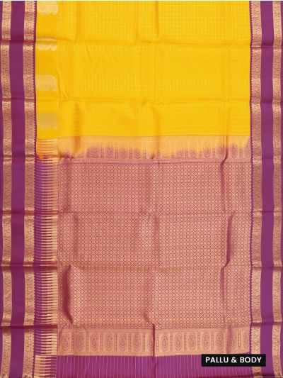 Gracecharm Silk Zari Check with Paisley Motif and Diamond Lattice Pallu Saree