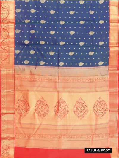 Gracecharm Pure Silk Leaf Butta with Floral Medallion Pallu Saree