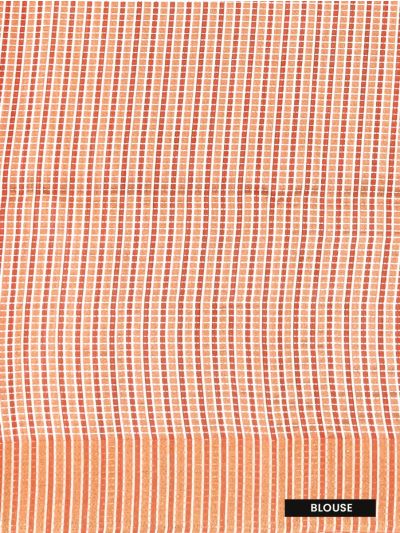 Gracecharm Semi Jute Geometric Ikat Butta with Striped Pallu Border Saree