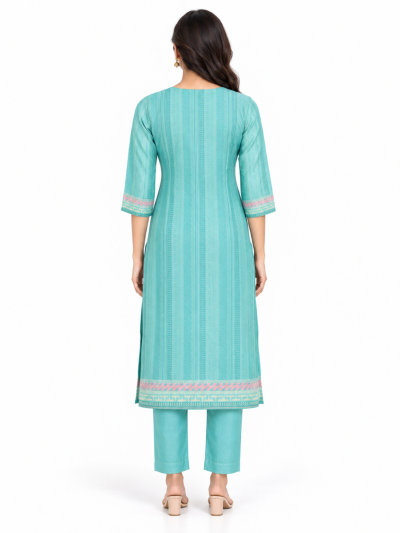 Graceful Muse Readymade Floral Leaf Embroidered Salwar Kameez