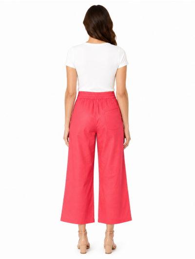 Kanmanie Poly Cotton Solid Button-Fly Flared Palazzo