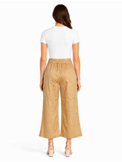 Kanmanie Poly Cotton Button Pleated Wide-Leg Palazzo Pants