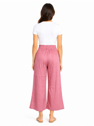Kanmanie Poly Cotton Button-Front Pleated Wide-Leg Palazzo