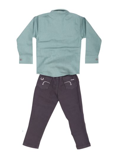 Gracecharm Boys Cotton Casual Jacket with T-Shirt and Pant Set  