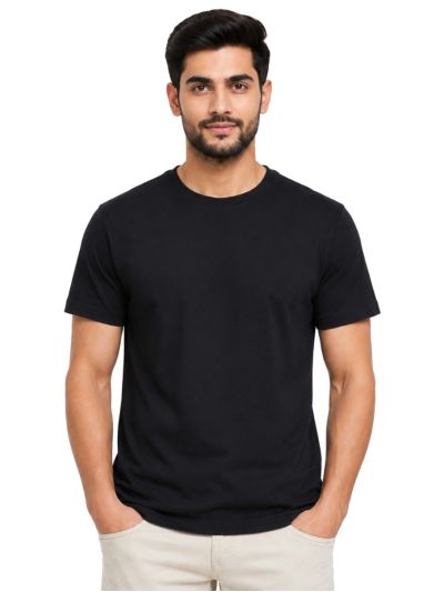 Warior Men's Black Solid Crew Neck T-Shirt