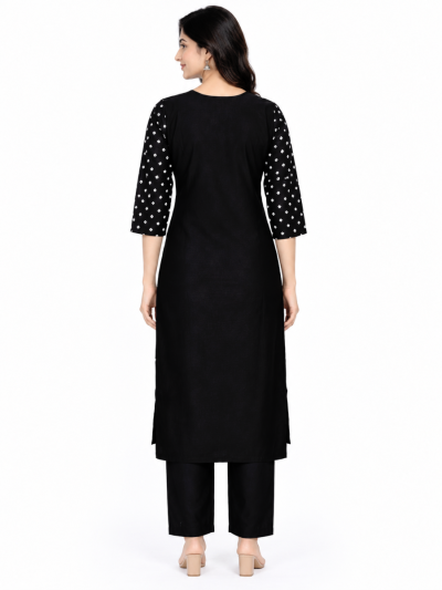 Graceful Muse Readymade Black Geometric Diamond Design Salwar Kameez