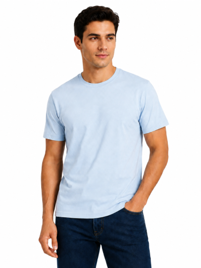 Warior Men's Light Blue Solid Crew Neck T-Shirt
