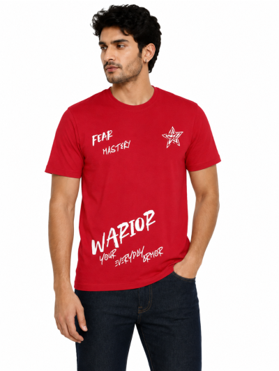 Warior Men's Fear Mastery Warior Graffiti Graphic Crew Neck T-Shirt  