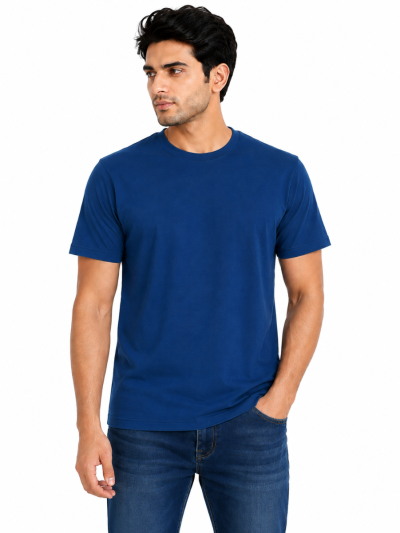Warior Men's Diesel Blue Solid Crew Neck T-Shirt