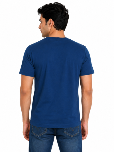 Warior Men's Diesel Blue Solid Crew Neck T-Shirt