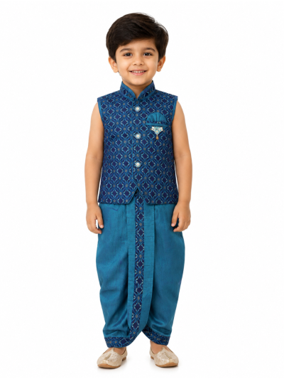 EliteCharm Boys Traditional Jacket Readymade Panchakacham Set