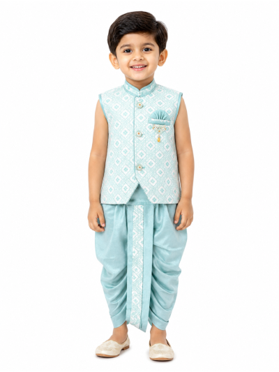 EliteCharm Boys Traditional Jacket Readymade Panchakacham Set
