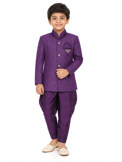 EliteCharm Boys Premium Jacquard Readymade Sherwani Set